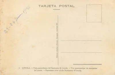Loyola — Vista panorâmica do mosteiro — Editorial Hechos y Dichos, série 243 — Verso