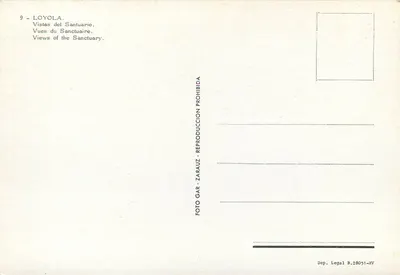 Święty Ignacy Loyola — Świątynia Loyoly — Wydawca ZARAUZ — Rewers