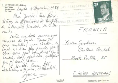 Santuario de Loyola — Vista aérea — H. Fournier, 17-Vitoria-1968 — Verso