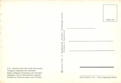 Santillana del Mar — Kolegiacka świątynia (Kapitele Rycerza) — COBAS & Cía, nr 276 — Rewers