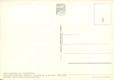Kaplica Corticela — Nocny — Wydawnictwo ARRIBAS, ZARAGOZA — Rewers