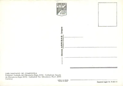 Katedra Obradoiro — fasada z XVIII wieku — Wydawnictwo ARRIIBAS — Rewers
