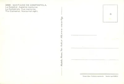 Santiago de Compostela — De Kathedraal. Nachtvista — Bolados Fama, n° 3409 — Achterkant