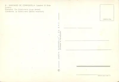 Santiago de Compostela — Catedral. O Botafumeiro (Grande incensório) — Garcia Garrabella & Cia. S.R.C. — Verso