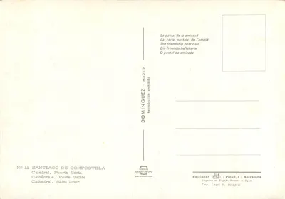 Katedra w Komposteli — Brama Święta — Wydawca Escudo de Oro, n° 44 — Rewers