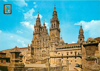 Santiago de Compostela — Catedral, fachada do Obradoiro (século XVIII) — Dominguez, Madrid, n°2