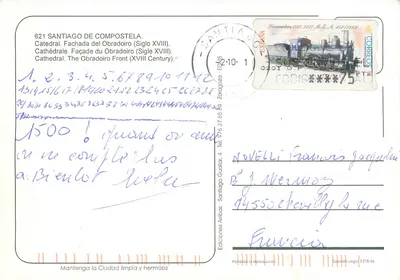 Santiago de Compostela — Katedra Obradoiro (XVIII wiek) — Wydawnictwo Arribas, nr 621 — Rewers