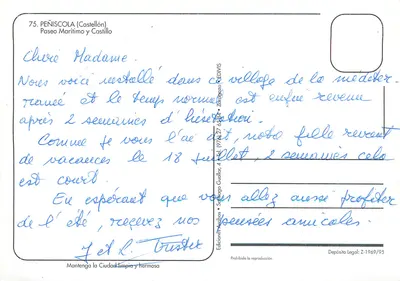Peñíscola — vista del puerto y del castillo — Ediciones Arribas — Reverso