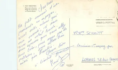 San Sebastián — Praia da Concha — Impresso H. FOURNIER, 1962 — Verso