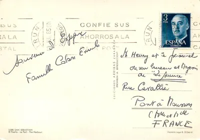Port w San Sebastián — widok portu i zamku — Wydawnictwo Arribas Zaragoza, nr 2.008 — Rewers