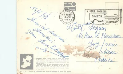 Nelson's Pillar i General Post Office, ulica O'Connell, Dublin, Irlandia — fotografia kolorowa autorstwa Johna Hinde, F.R.P.S. — Rewers