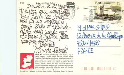 Dublin — Saudações de Dublin — John Hinde Studios, n°2/659 — Verso