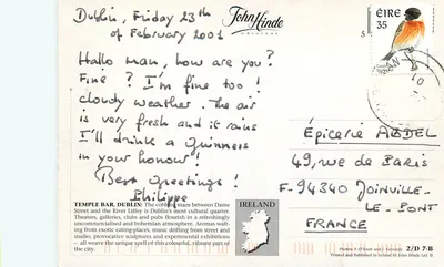 Temple Bar Dublin — bairro cultural — John Hinde Original — Verso