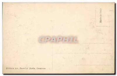 Spiez com as Alpes — vista do lago com castelo — editor Perrochet Matile, n° 8160 — Verso