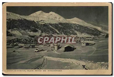 Davos (1559 m.ü.M.) — vista para os Schilahörner — Fot. und Verlag E. Meerkämper, Davos