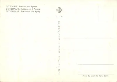 Gethsémané — Bazylika Agonyi — C.T.S. N. 80 — Rewers