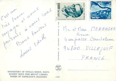 Pôr do sol sobre o mosteiro de Stella Maris — Haifa — editor PALPHOT, n° 11923 — Verso