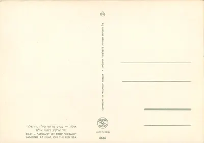 Eilat — Aéronef Arkia 'Herald' w locie — wydawca Palphot, n° 6636 — Rewers