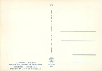 Jerozolima — Stare Miasto — Bazylika i Ogród Gethsemane — wydawca Palphot, n° 6043 — Rewers