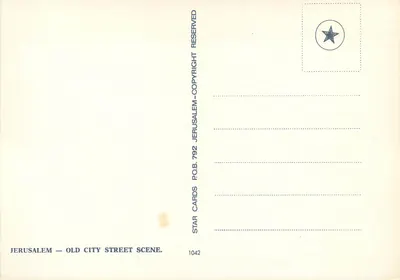 Jerozolima — scena uliczna starego miasta — Star Cards, nr 1042 — Rewers
