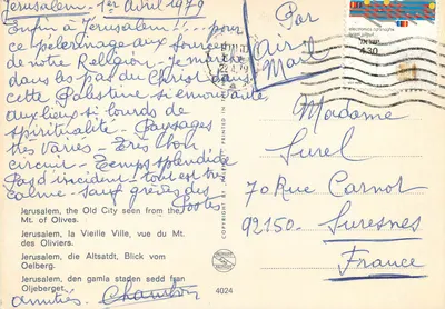 Jerusalém, a Velha Cidade vista do Monte dos Olivos — Alphhot, n° 4024 — Verso