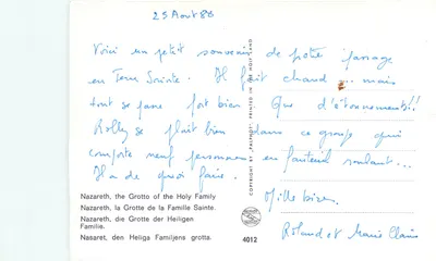 Nazareth, Gruta da Sagrada Família — Palphot, n° 4012 — Verso