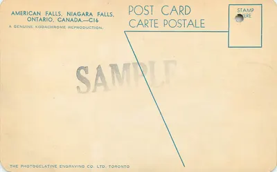 Niagara Falls — American Falls — The Photogelatine Engraving Co. Ltd. Toronto — CI6 — Rewers