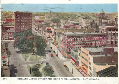 King and James Street and Gore Park — Hamilton, Ont. Canadá — Folkard Company of Canada