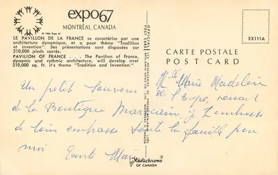 Padiglione della Francia — Expo 67 — Montreal, Canada — Verso