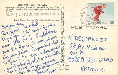 Montreal, Quebec — Geschäftsbezirk aus südlicher Perspektive — Verlag Benjamin-Montreal News Regd — Rückseite
