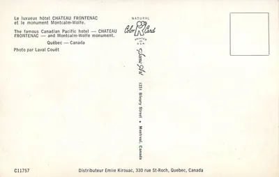 Hotel Château Frontenac — zabytek Montcalm-Wolfe — Quebec — Kanada — Rewers