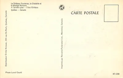 Zamek Frontenac, Citadella i Manège Militaire — tło — Wyspa Orléans — Quebec, Kanada — Rewers