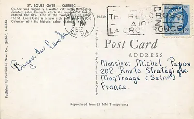 Porte Saint-Louis — Québec — Wydawca Provincial News Co., Kanada — Rewers