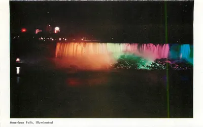 Spadziste Niagara, Ontario, Kanada — widok dzienny i nocny — wydawca nie widoczny — Rewers