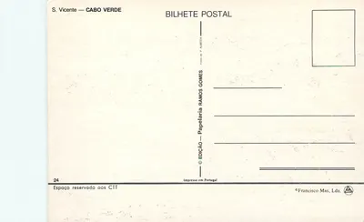 S. Vicente — Wyspy Zielone — widok panoramiczny i rynek — wydawca Papelaria Ramos Ramos — Rewers