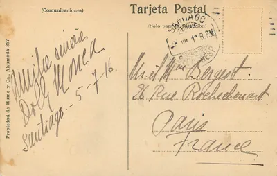 Teatro Municipal — Santiago Chile. — Editor Hume y Ca., série 857 — Verso