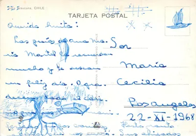 Indianka Araucana — Chile — Wydawca LITOGRAFIA MODERNA S.A. VALPARAÍSO — Rewers