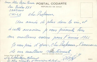 Santiago — Palacio de Bellas Artes i Biblioteka Narodowa — Postal Codarte, n° 532-5 — Rewers