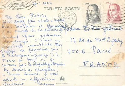 Santiago — Rio Mapocho e Cordilheira dos Andes — LITOGRAFIA MODERNA S.A. VALPARAÍSO — Verso