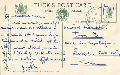 Catedral de São Nicolau, Famagusta, Chipre — ruínas góticas com minarete — Tuck's Post Card n°59 — Verso