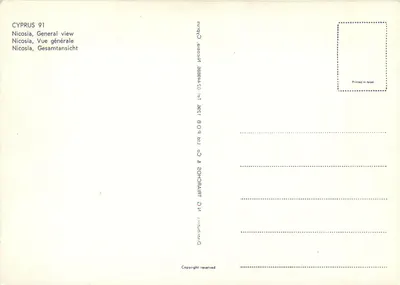 Nicosia, ogólny widok — Cypr 91 — wydawca Nicosia & Co — Rewers