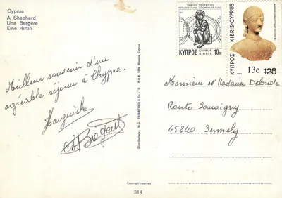 Cypr — Pasterz z owcami — wydawca N.G. TRIARCHOS & Co. LTD, nr 314 — Rewers