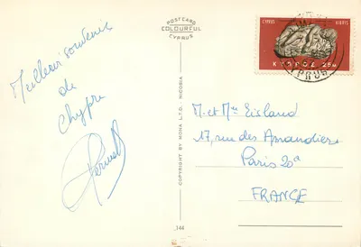 Caravanas de camelos, pastores e agricultores — Chipre — Mona L.T.D. — n°144 — Verso