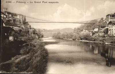 Fribourg — Le Grand Pont suspendu — Éditions Louis Burgy, Lausanne, n° 4398