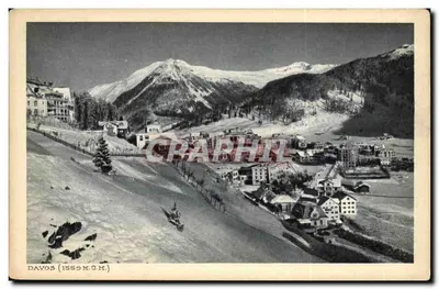 Davos (1559 m. acima do nível do mar) — vista panorâmica nevada — E. Meernämper, Nr. 115