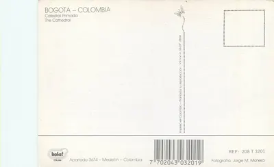 Bogotá — Katedra Primada — wydawca COLINA, seria REF: 208 T 3201 — Rewers