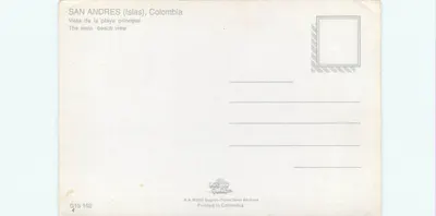 Ilha de San Andres — vista da praia principal — A.A. 16360, Bogotá — Verso