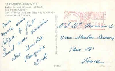 Bahía de Las Animas — San Pedro Claver — Edições Movifoto Ap. Medellín 1254 — Verso