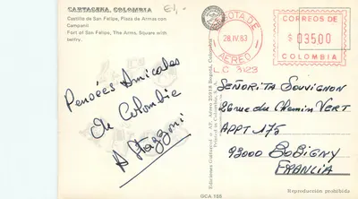 Castelo de San Felipe — Plaza de Armas com campanário — Ediciones Guiturcol, Colômbia, n° GCA 155 — Verso