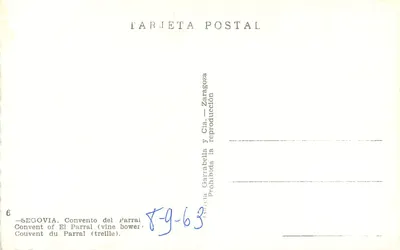 Segóvia. Convento del Parral (vigne bower) — García Garrabella y Cía. — n°6 — Verso